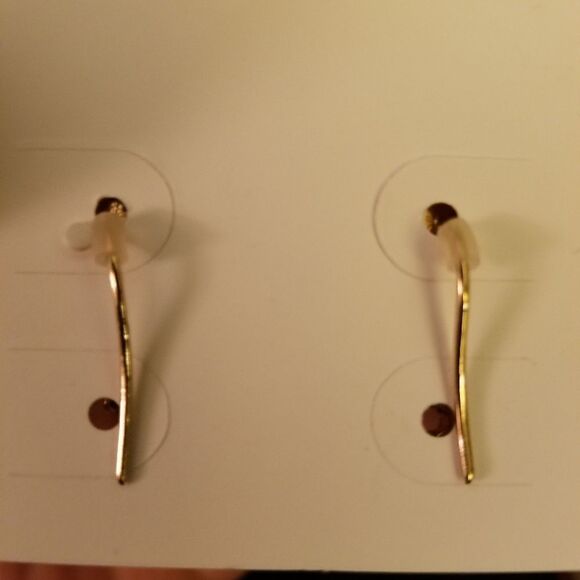 TRACILYNN GOLD DROP EARRINGS W/ CZS - Picture 2 of 3